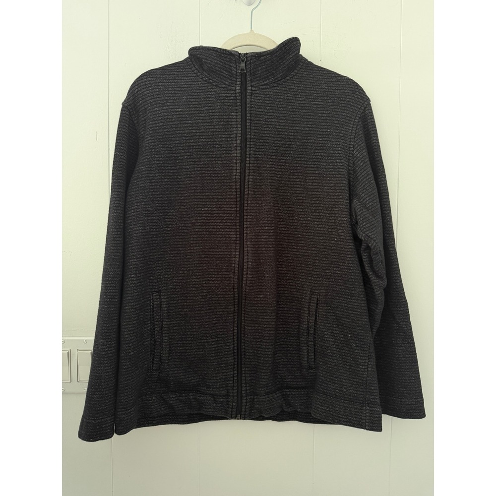 Alfani Mens Regular Fit Full Zip Jacket Charcoal Gray Ribbed Mock Neck Large
